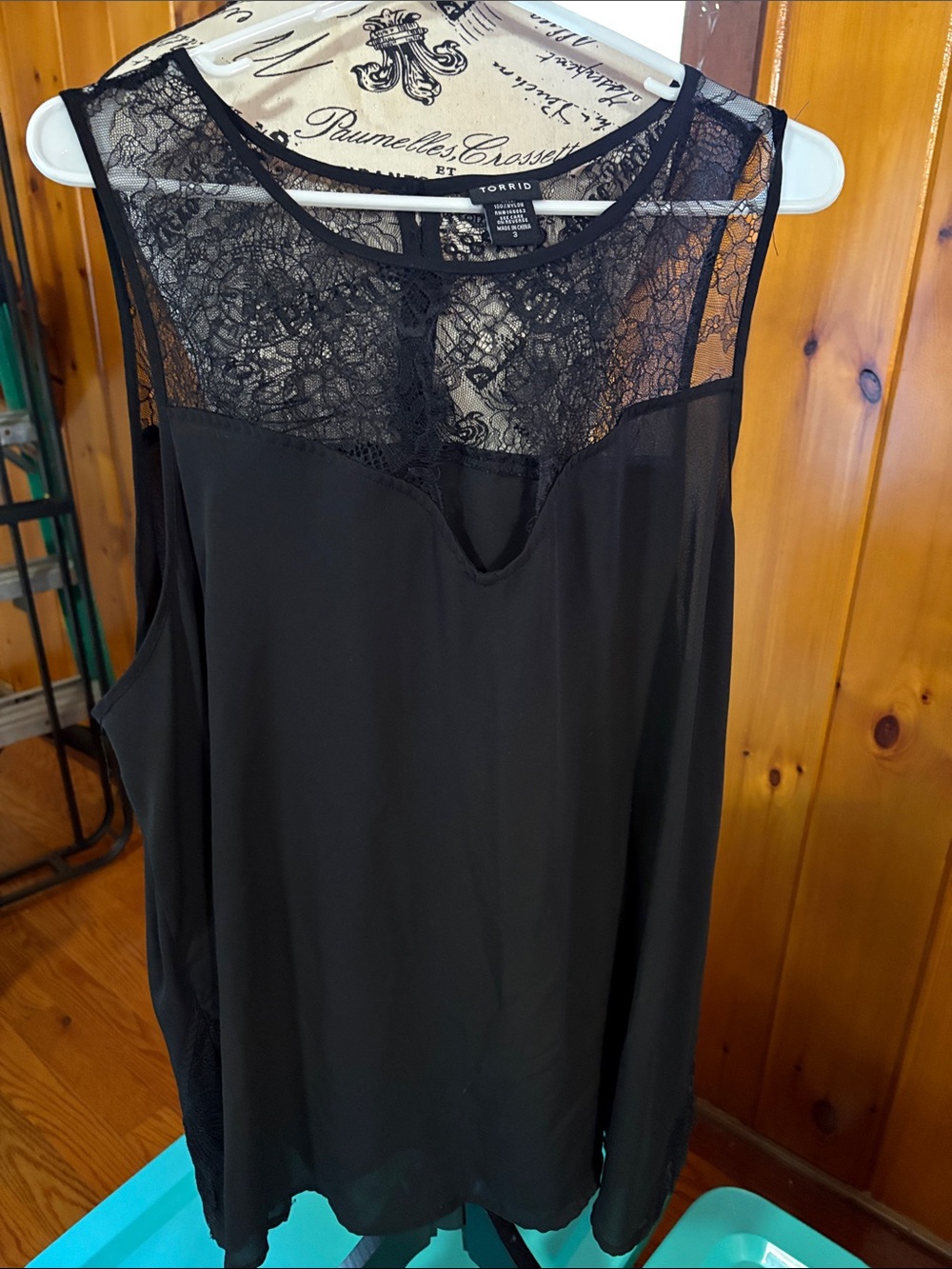 torrid Black Lace Yoke Sleeveless Top